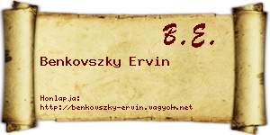 Benkovszky Ervin névjegykártya